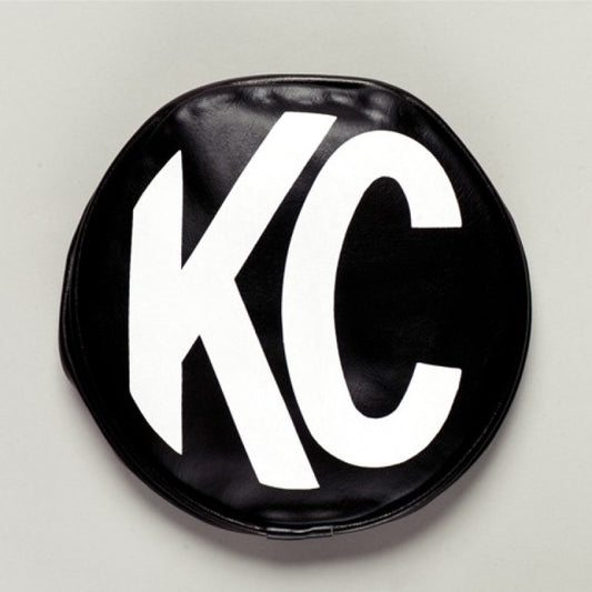 KC HiLiTES 5in. Round Soft Cover (Pair) - Black w/White KC 
