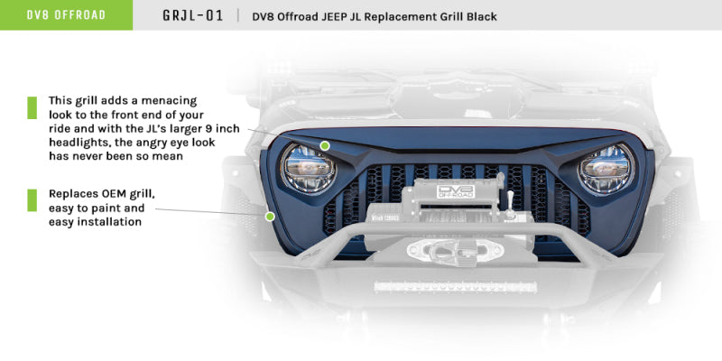 DV8 Offroad 2018+ Jeep JL/ Gladiator Angry Grill - Grilles