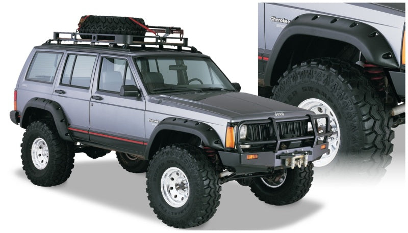 Bushwacker 84-01 Jeep Cherokee Cutout Style Flares 4pc Fits 4-Door Sport Utility Only - Black