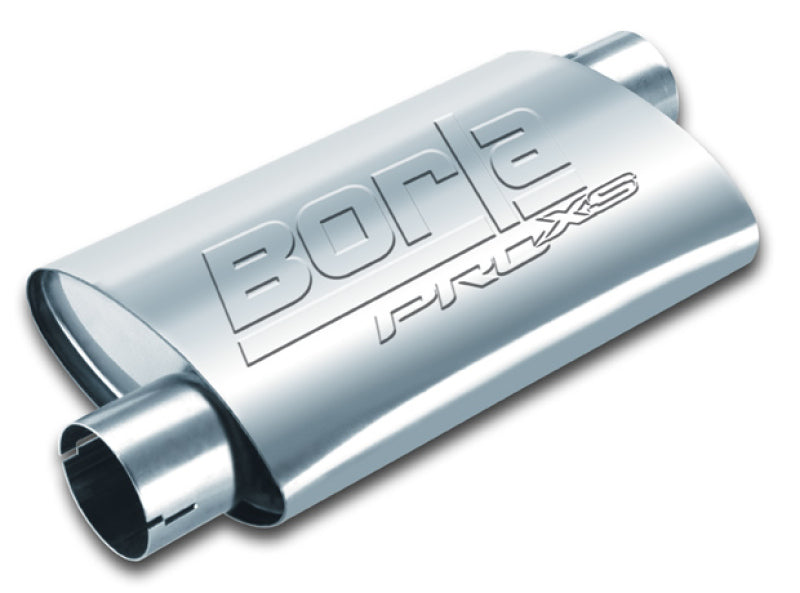 Borla Universal Pro-XS Muffler Oval 3in Inlet/Outlet Offset/Offset Notched Muffler