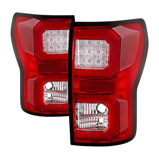 Spyder 07-13 Toyota Tundra V2 Light Bar LED Tail Lights - Red Clear ALT-YD-TTU07V2-LB-RC