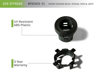 DV8 Offroad Jeep/Dodge/RAM Front Bezel & Rear Clip Replacement Kit for MOPAR Sensors - Set of 4