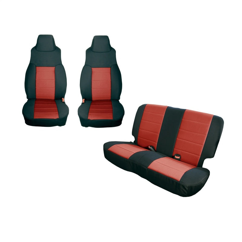 Rugged Ridge Seat Cover Kit Black/Red 97-02 Jeep Wrangler TJ