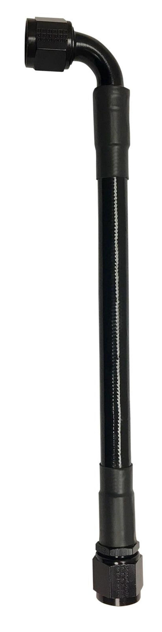 Fragola -6AN Ext Black PTFE Hose Assembly Straight x 90 Degree 20in
