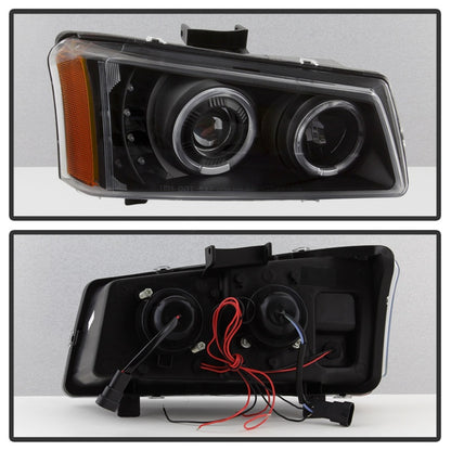 xTune Chevy Silverado 03-06 Projector Headlights 4pcs - LED Halo - Black PRO-JH-CSIL03-SET-BK